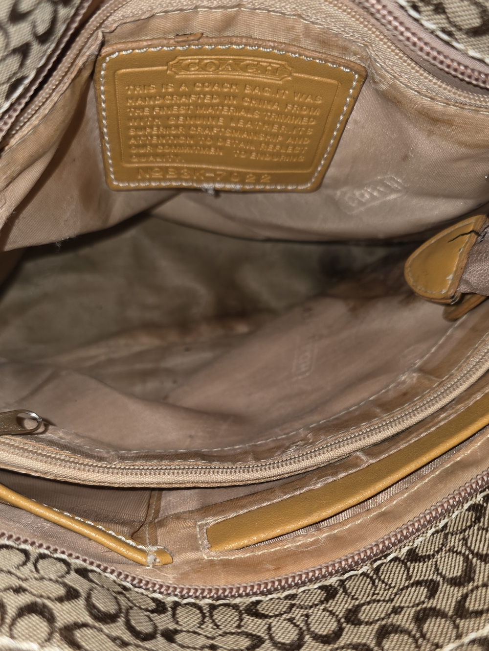 Coach Brown Signature Tote with Mustard Trim - Picture 8 of 8